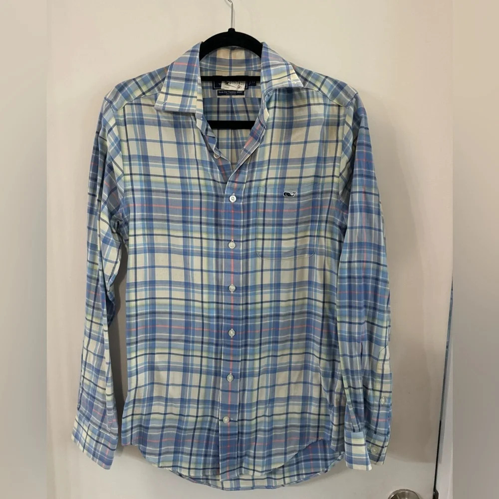 Vineyard Vines Men XS Slim Fit Tucker LS Shirt - Blue Multi-color Plaid